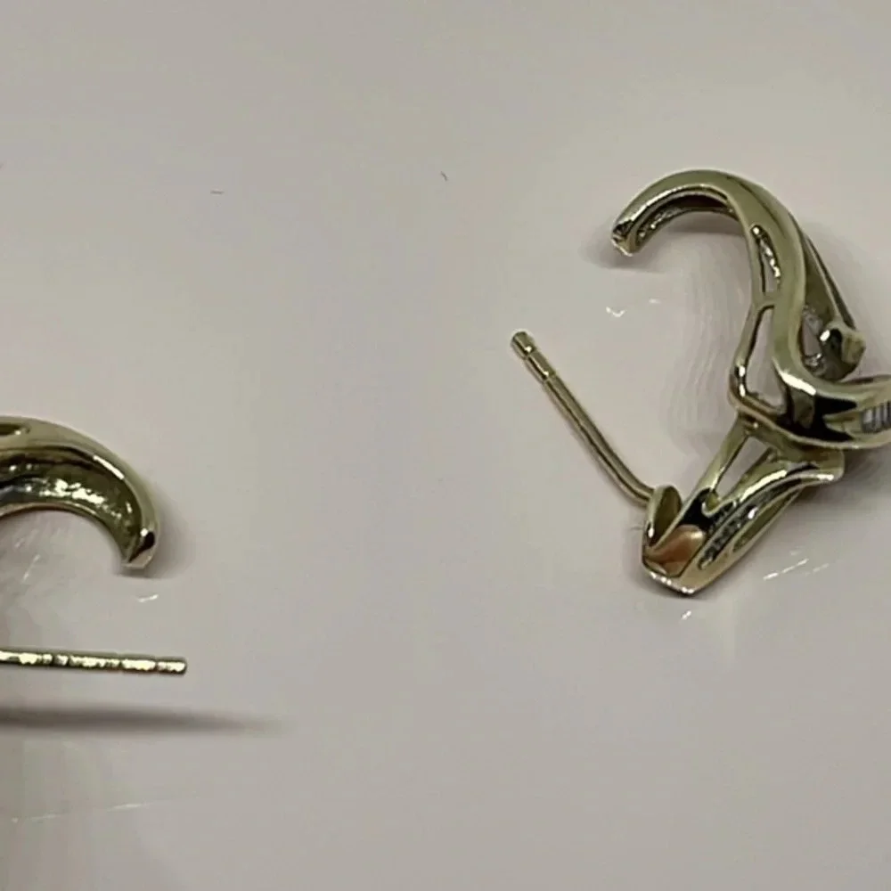 Diamonds 14k real solid‎ gold earrings​​​